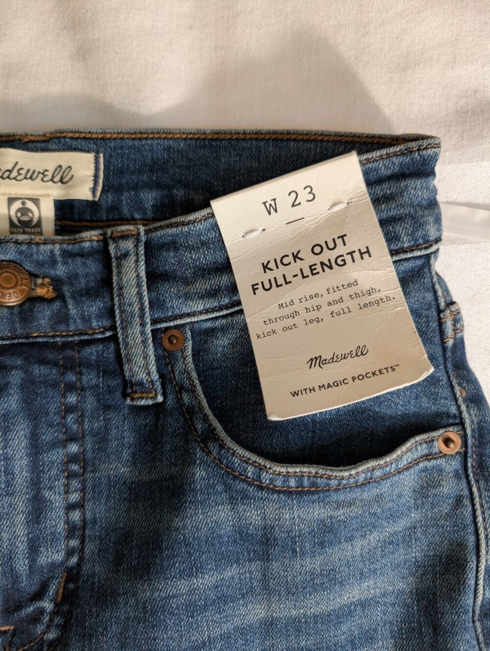 Madewell $138 Kick Out Full-Length Jeans In Devito Wash Size 23 NR494 - Picture 6 of 9